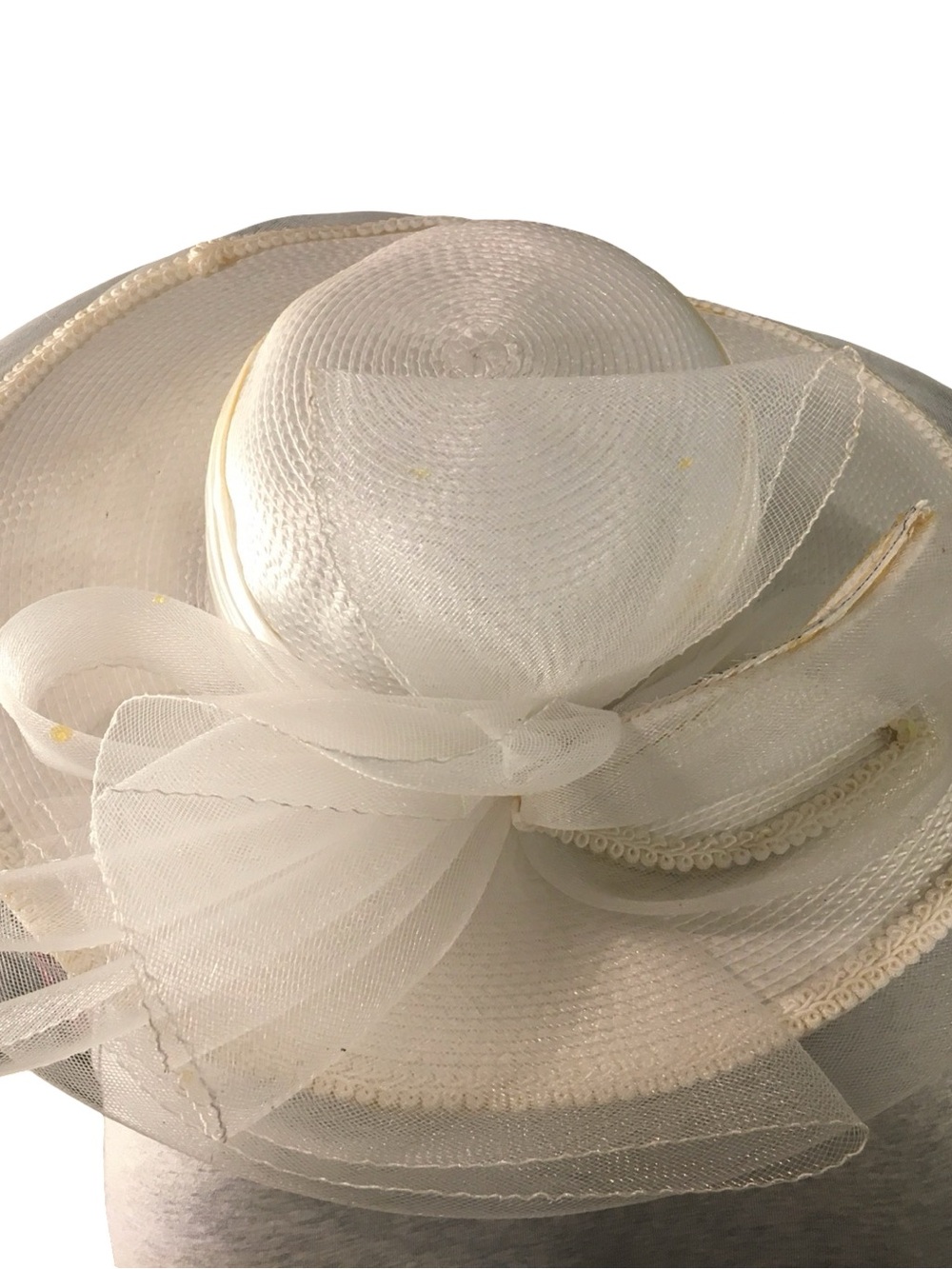 Elegant Ivory Women's Dress Hat with Decorative Bow